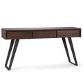 SIMPLIHOME Lowry Console Table - 60 Inch Wide Solid Acacia Wood Sofa Table in Distressed Charcoal Brown, Modern Industrial Stora