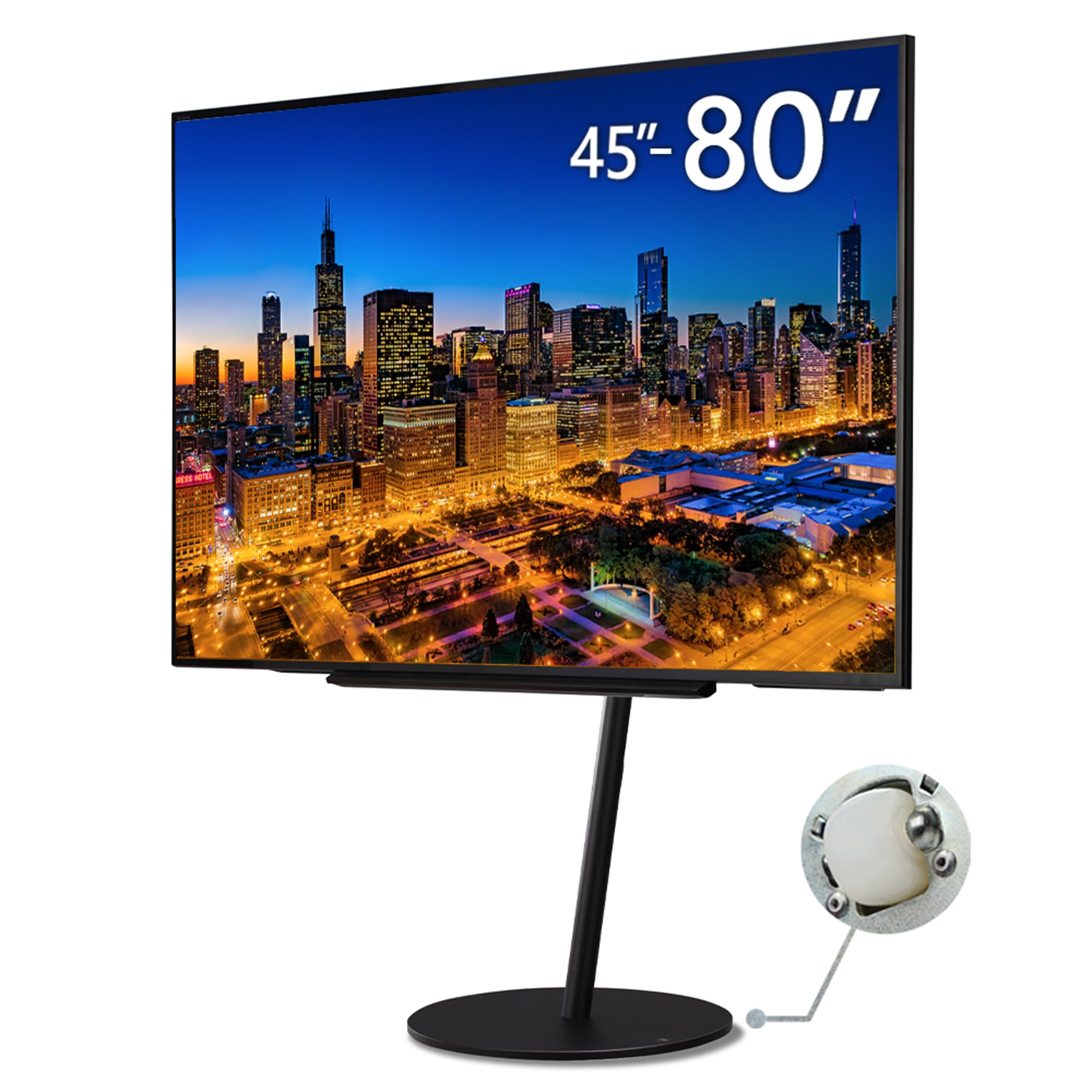 Wall A2 Large Type | Japanese Rolling Portable Free-Standing 45-80 Inch Universal Big Screen Tv Stand With Concealed Caster Wheels | Satin Black