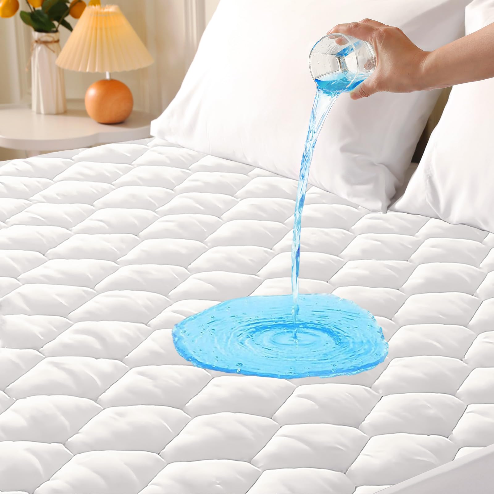 Muxhomo Full Size Mattress Protector, 100% Waterproof Quilted Full Mattress Cover, Noiseless Soft & Cooling Full Size Mattress P