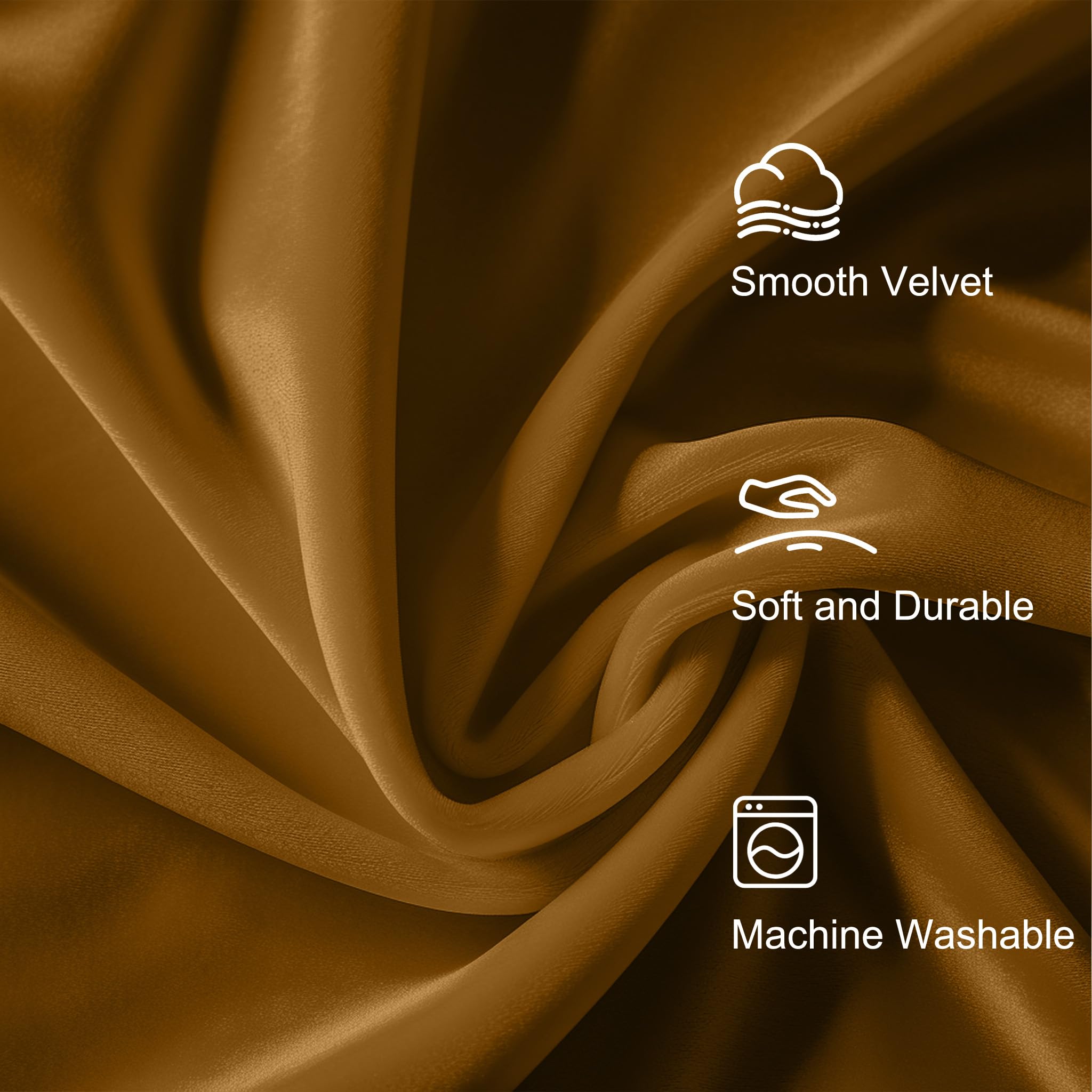 Lazzzy Velvet Curtains 84 Inch Length Glod Brown Thermal Insulated Curtains Drapes For Bedroom Living Room Darkening Rod Pocket 2 Panels, W62 X L84