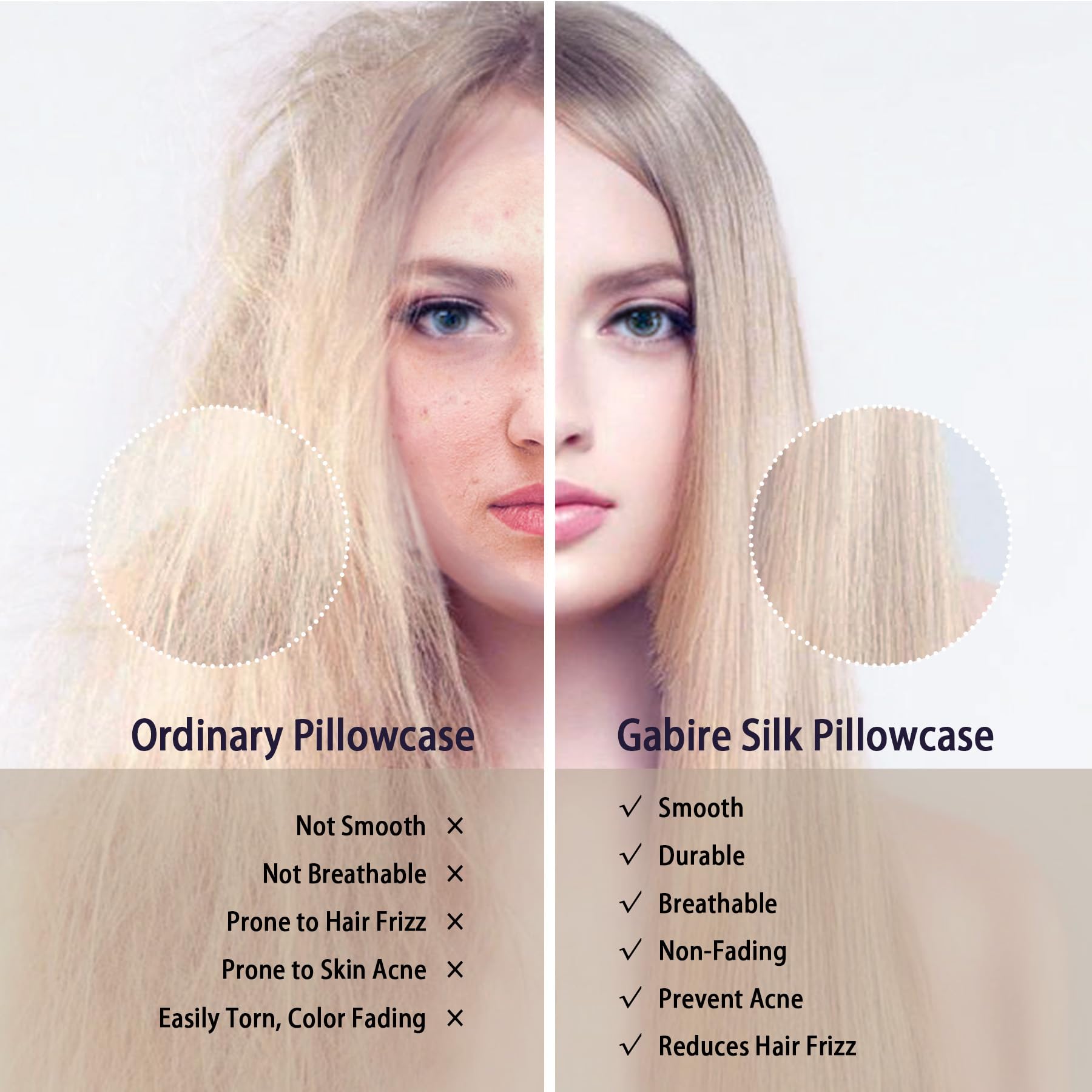 Gabire Mulberry Silk Pillowcase For Hair And Skin Prevent Acne Pillow Cases Both Sides Real Silk Pillowcases Organic Silk Pillow