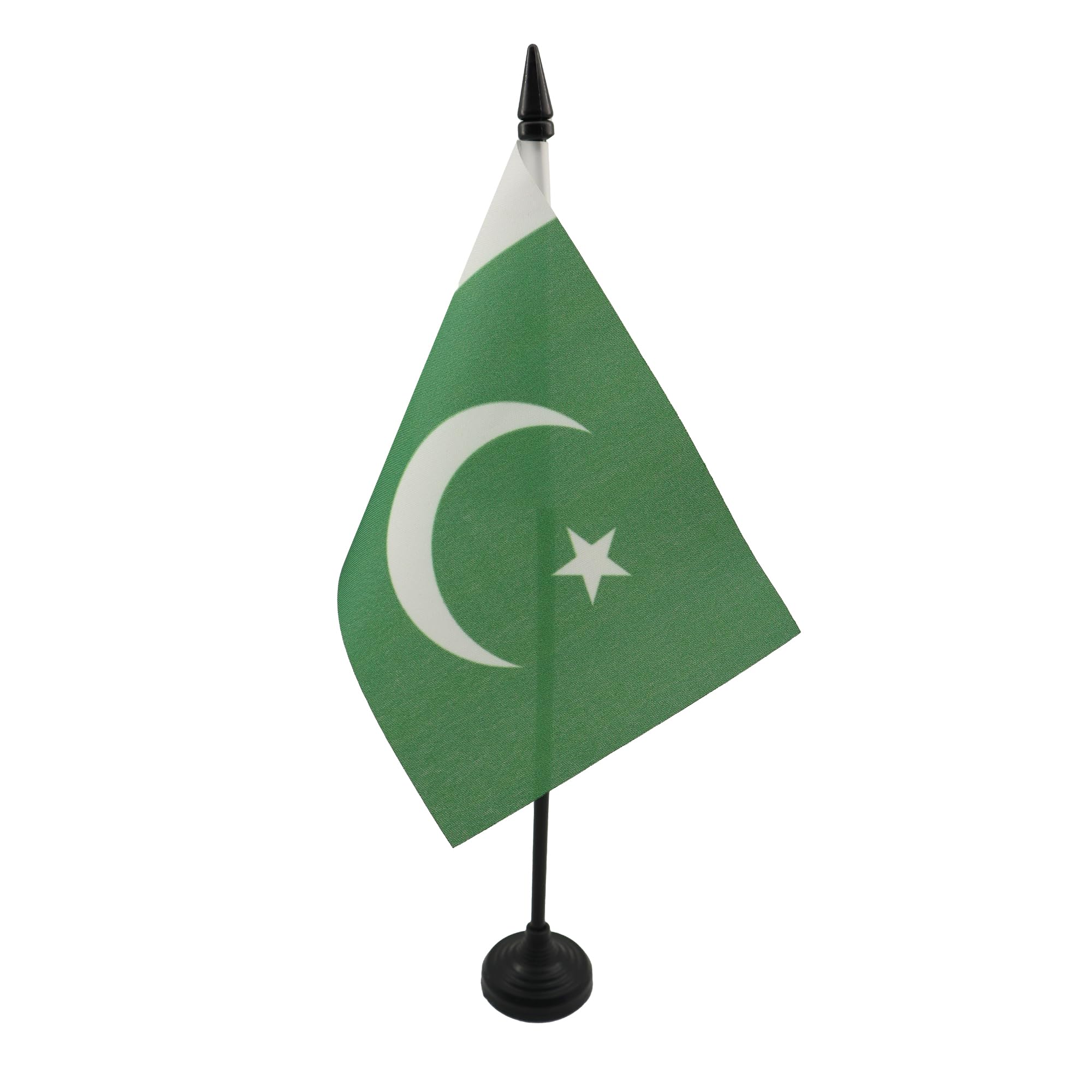 Pakistan Table Flag 4' X 6' - Pakistani Desk Flag 15 X 10 Cm - Black Plastic Stick And Base - Az Flag