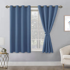 Hiasan Blackout Curtains For Bedroom - Thermal Insulated & Energy Saving Window Curtains For Living Room/Kids Room, 2 Drape Panels Sewn With Tiebacks, Blue Haze, 52 X 54 Inch