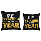 Pe Teacher Physical Education School Gift Pe Teacher Of The Year Phys Education Back To School Throw Pillow, 16X16, Multicolor