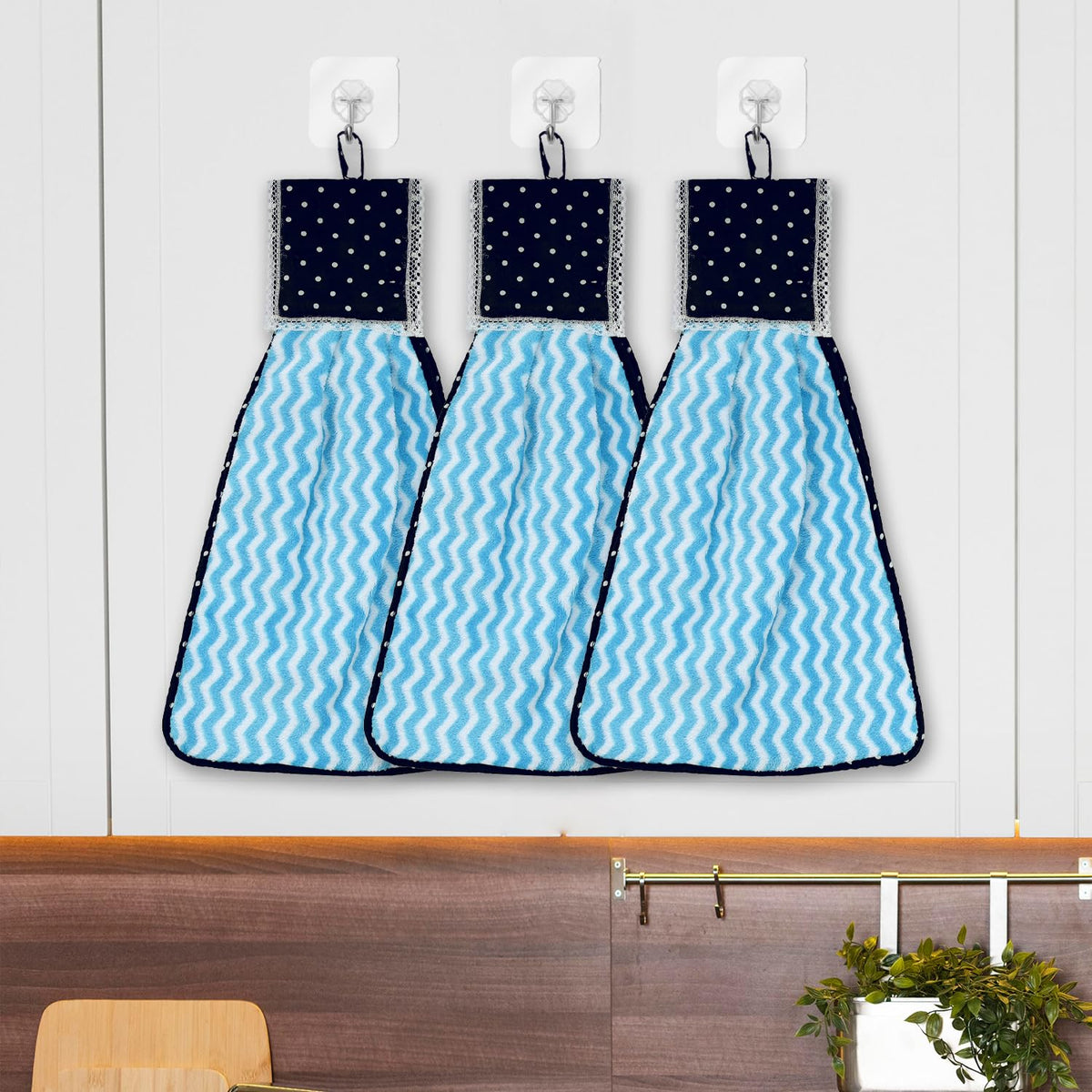 Urbane Home Napkin | Washbasin Hanging Napkin | Kitchen Towel with Ties | Napkin for Kitchen | Zig Zag Napkin for Bathroom | Han