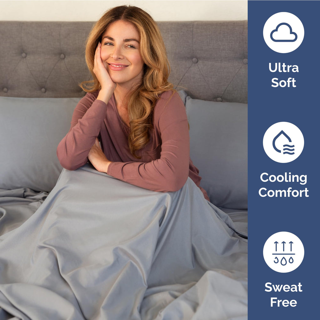 Extra Deep Pocket Cal King Sheets - 4 Piece Breathable & Cooling Bed Sheets - Hotel Luxury Sheet Set - Soft, Wrinkle Free & Comfy - Easily Fits Extra Deep Mattresses - Deep Pocket Steel Blue Sheets