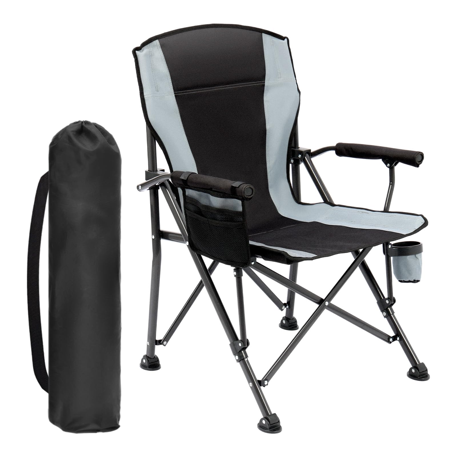 Oversized Folding Camping Chair for Adults, Supports 450 LBS Camping Chairs, Heavy Duty Camping Chair with Side Pockets, Foldabl