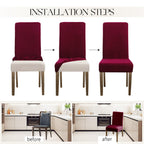 Mosayt 100% Waterproof Winter Christmas Chair Covers Set Of 6, Super Fit Stretch Jacquard Parson Chairs Slipcovers Removable Was