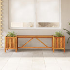 vidaXL Patio Bench with Integrated Flower Planters, Solid Acacia Wood, Light Oil Finish, Weather-Resistant, Ideal for Outdoor Garden, Patio, or Deck