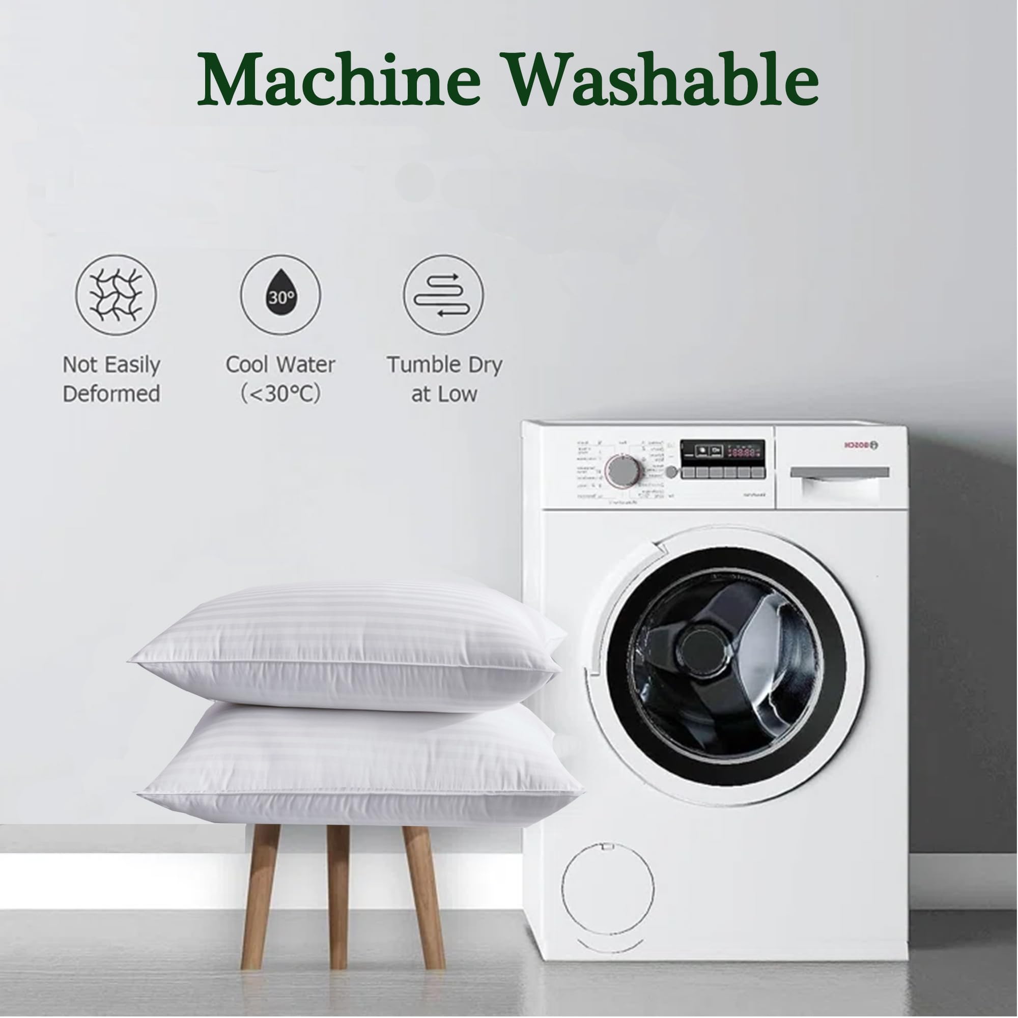 Extra Thin Flat Soft Low Pillows Standard Size Set Of 2, Down Alternative Filled Bed Pillows For Side Back And Stomach Sleepers