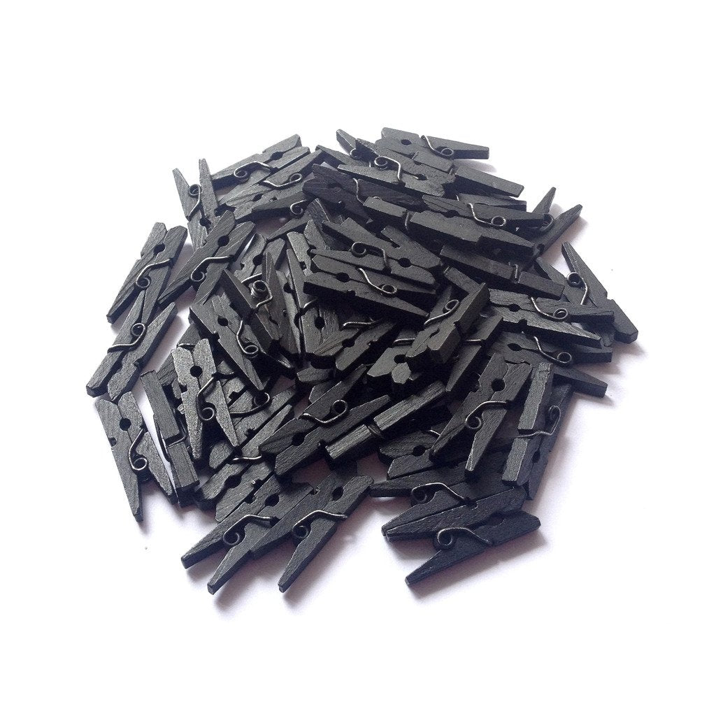 Lwr Crafts Wooden Mini Clothespins 200 Per Pack 1' 2.5Cm (Black)