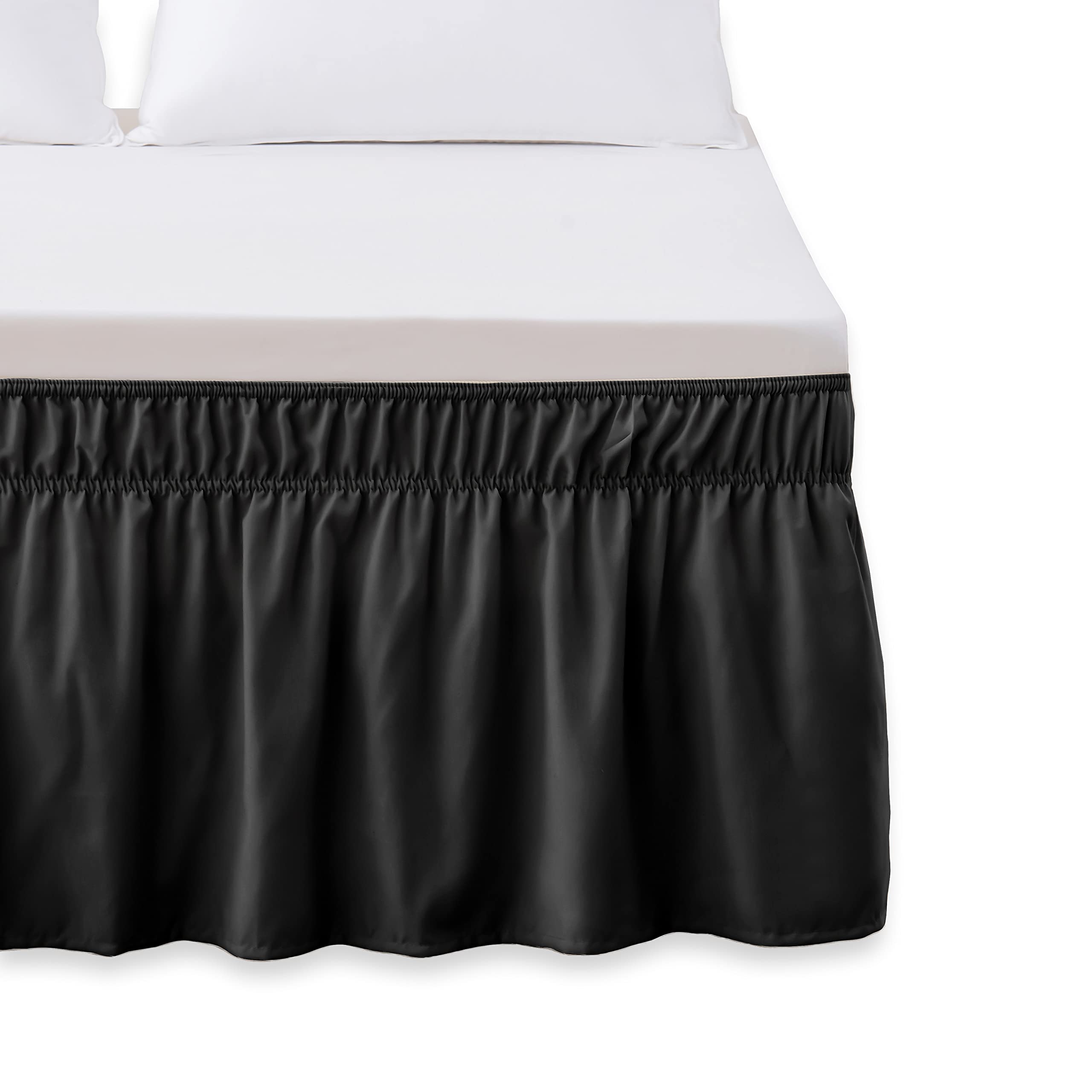 Elegant Comfort Luxurious Wrap Around Elastic Solid Ruffled Bed Skirt, With 16 Inch Tailored Drop - Easy Fit, Premium Quality Wr
