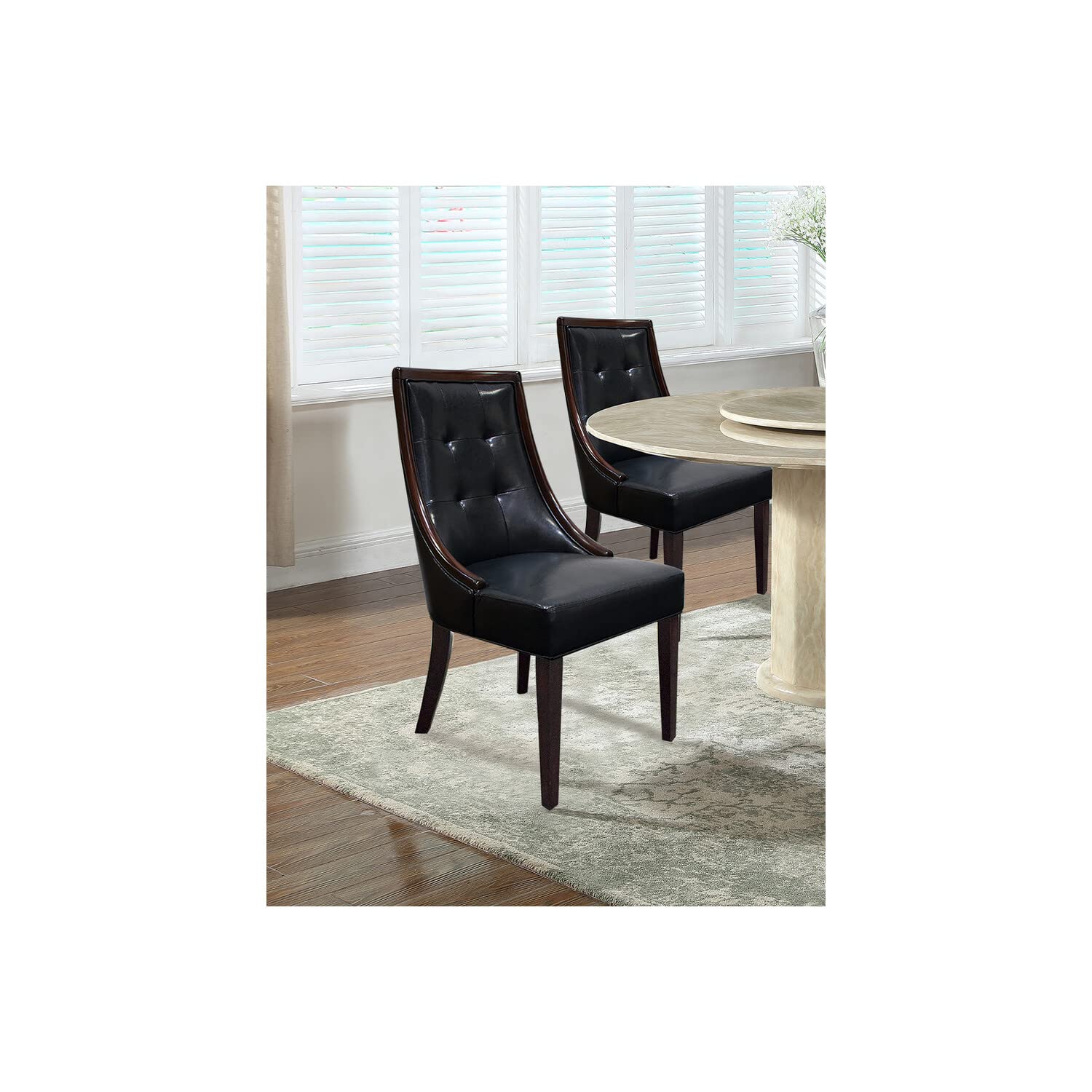 Best Master Furniture Clair Tufted Leather Dining Chairs - Thumbnail 3