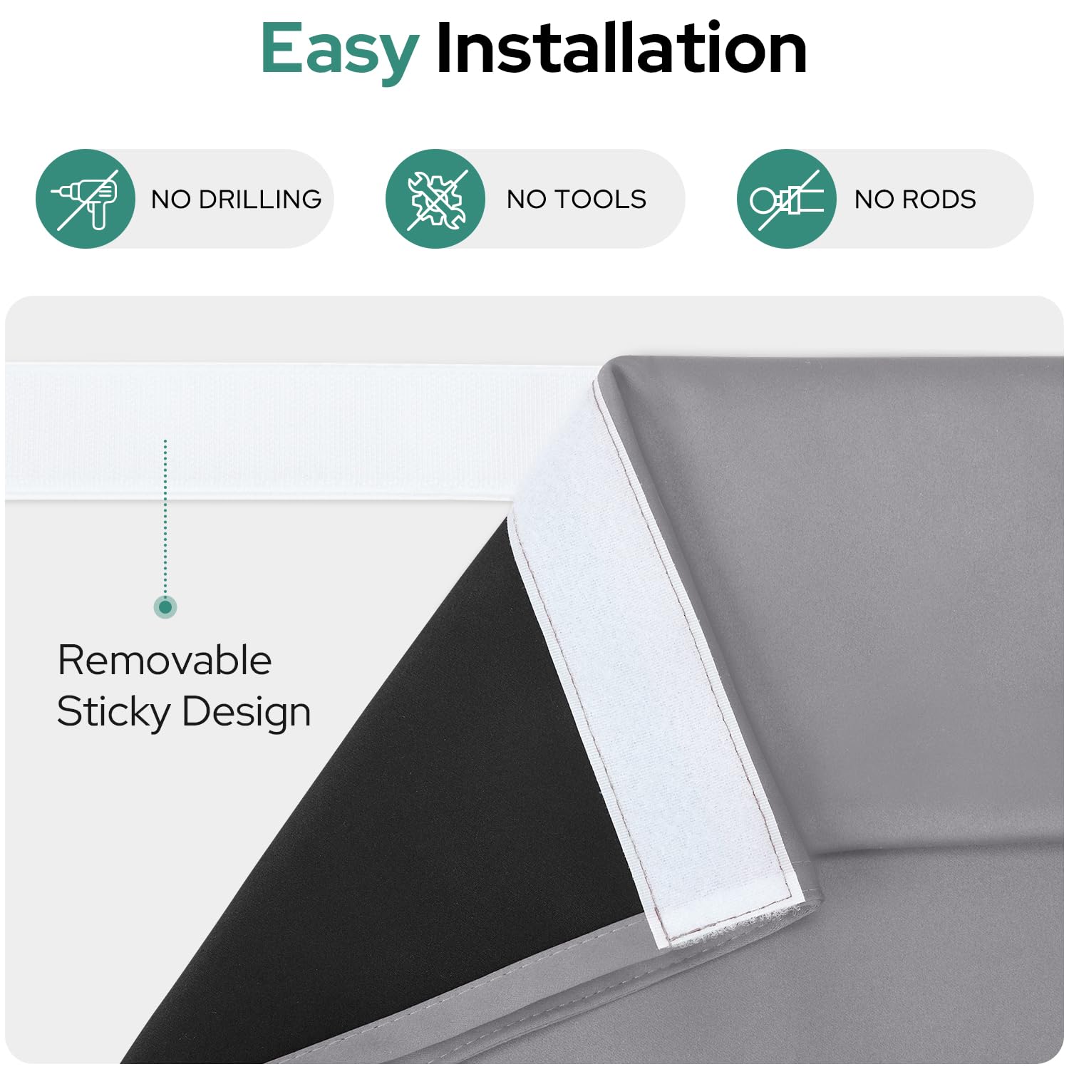 Homeideas 100% Blackout French Door Curtains, Privacy Door Curtains For Window, 26 X 40 Inch Room Darkening Blinds, Thermal Insulated Window Shades For Bedroom, 1 Panel, Light Grey