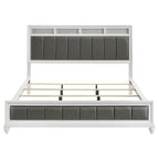 Coaster Home Furnishings Barzini Modern Classic 5-Piece Bedroom Set Leatherette Upholstered California King Size Panel Bed Frame 56-inch Headboard White 205891KW-S5