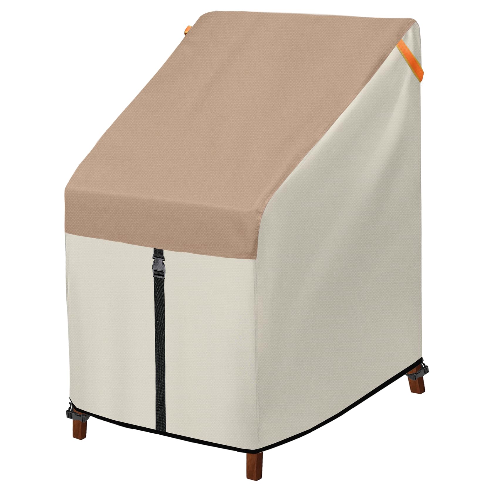 Porch Shield Patio Stackable Chair Covers - Waterproof Outdoor Stack Of Chair Cover - 27W X 33D X 46H Inch, Light Tan & Khaki