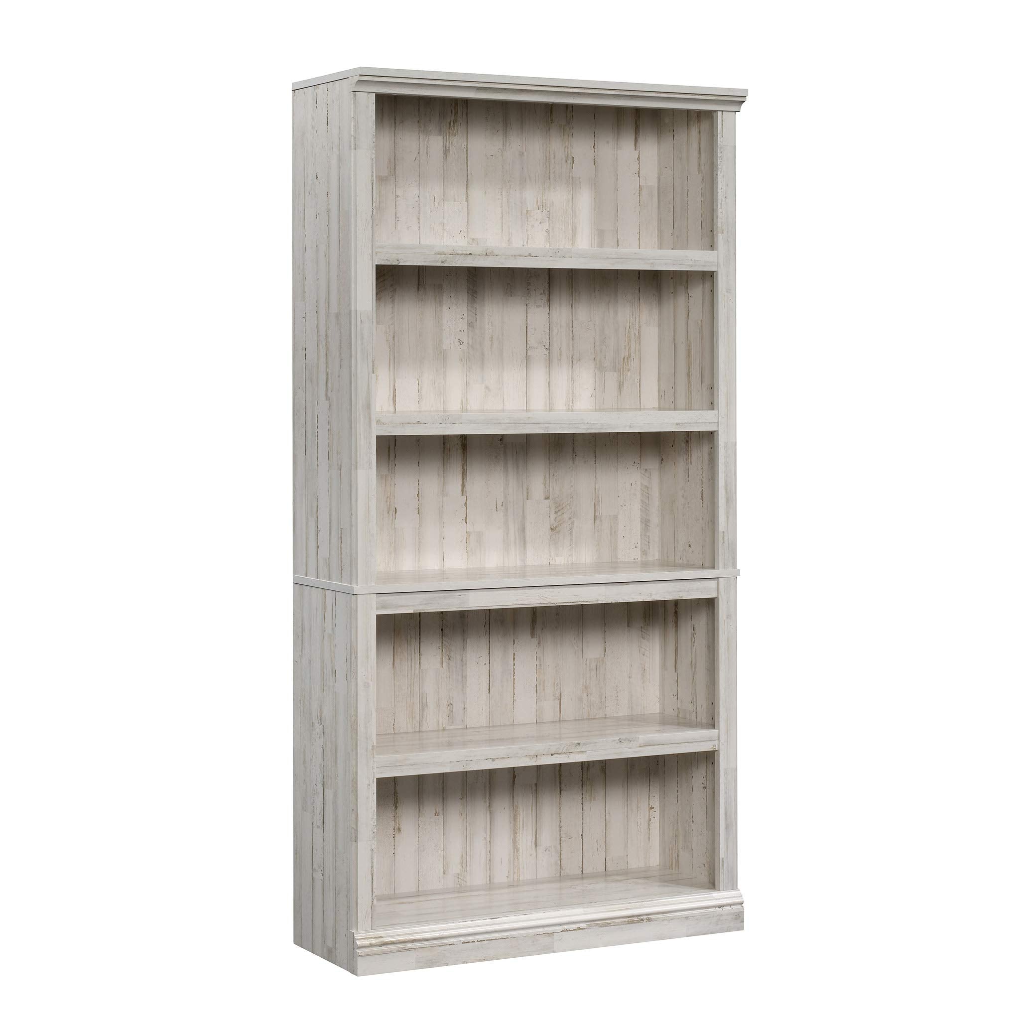 Sauder 5 Tier Book Shelf Wooden Bookcase Multipurpose Bookshelf For Home Office, Living Room, In White Plank