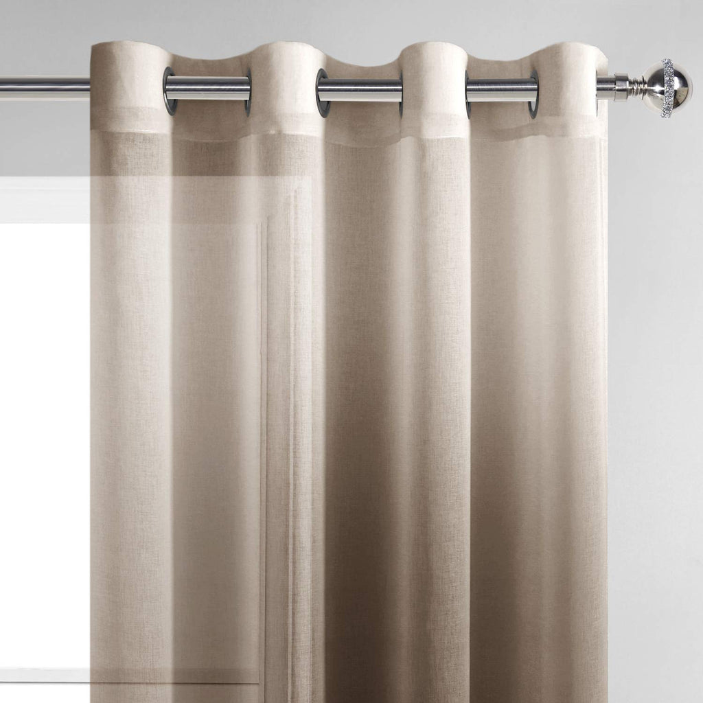 Dwcn Ombre Sheer Curtains - Faux Linen Gradient Grommet Top Semi Voile Drapes For Bedroom And Living Room, Set Of 2 Window Curta