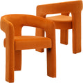 Modern Dining Chair Set Of 2, Velvet Upholstered Barrel Kitchen Chair, Round Dining Chairs With Wooden Legs, Assembled Accent Ar