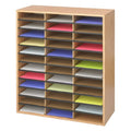 Safco Wooden Paper and Mail Organizer for Home Office and Classroom, 36 Letter-Size Compartments, Medium Oak