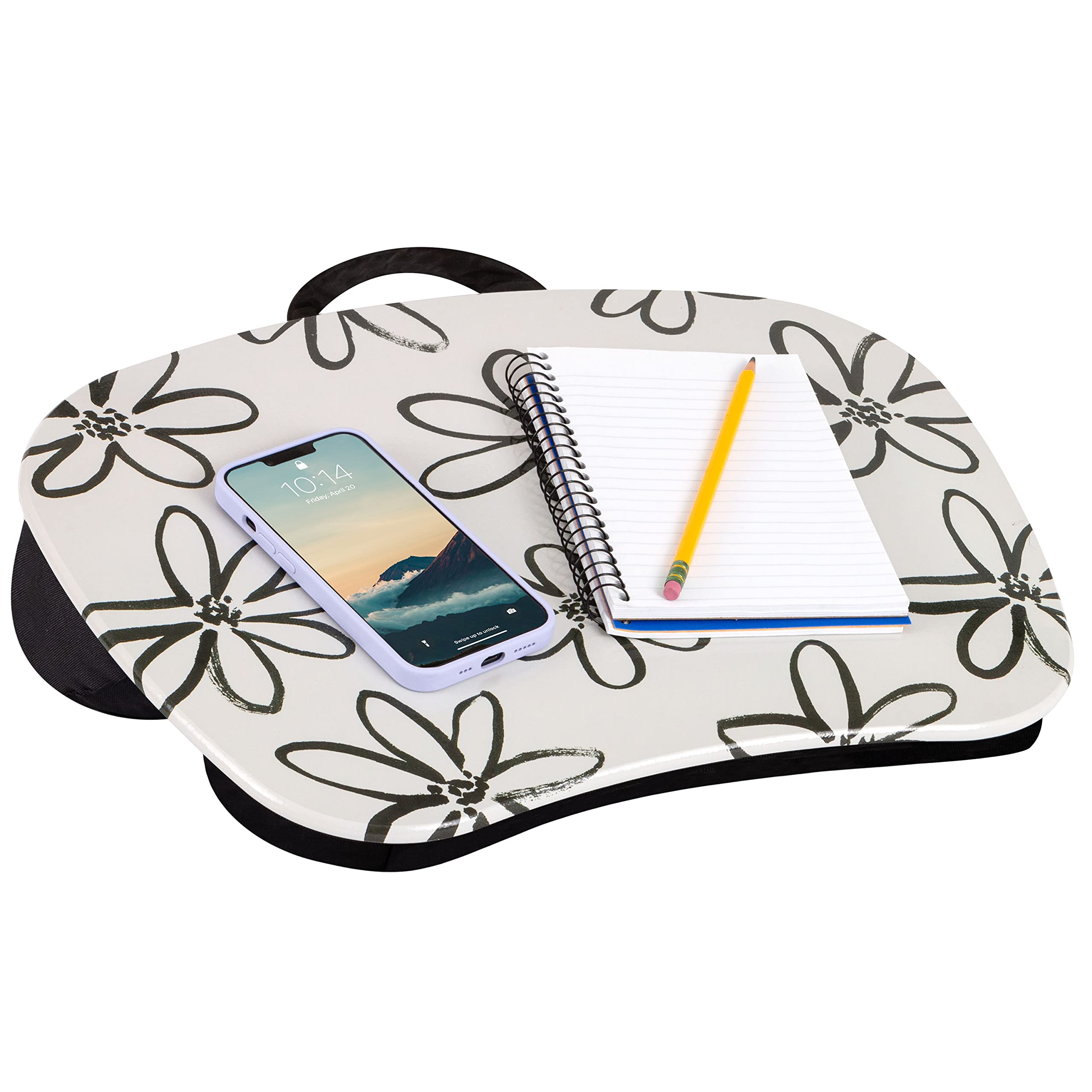 Lapgear Mystyle Portable Lap Desk With Cushion - Brushed Flower - Fits Up To 15.6 Inch Laptops - Style No. 45308