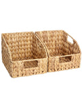 StorageWorks Pantry Baskets for Organizing, Wicker Baskets with Built-in Handles, Handwoven Wicker Storage Baskets, Water Hyacin