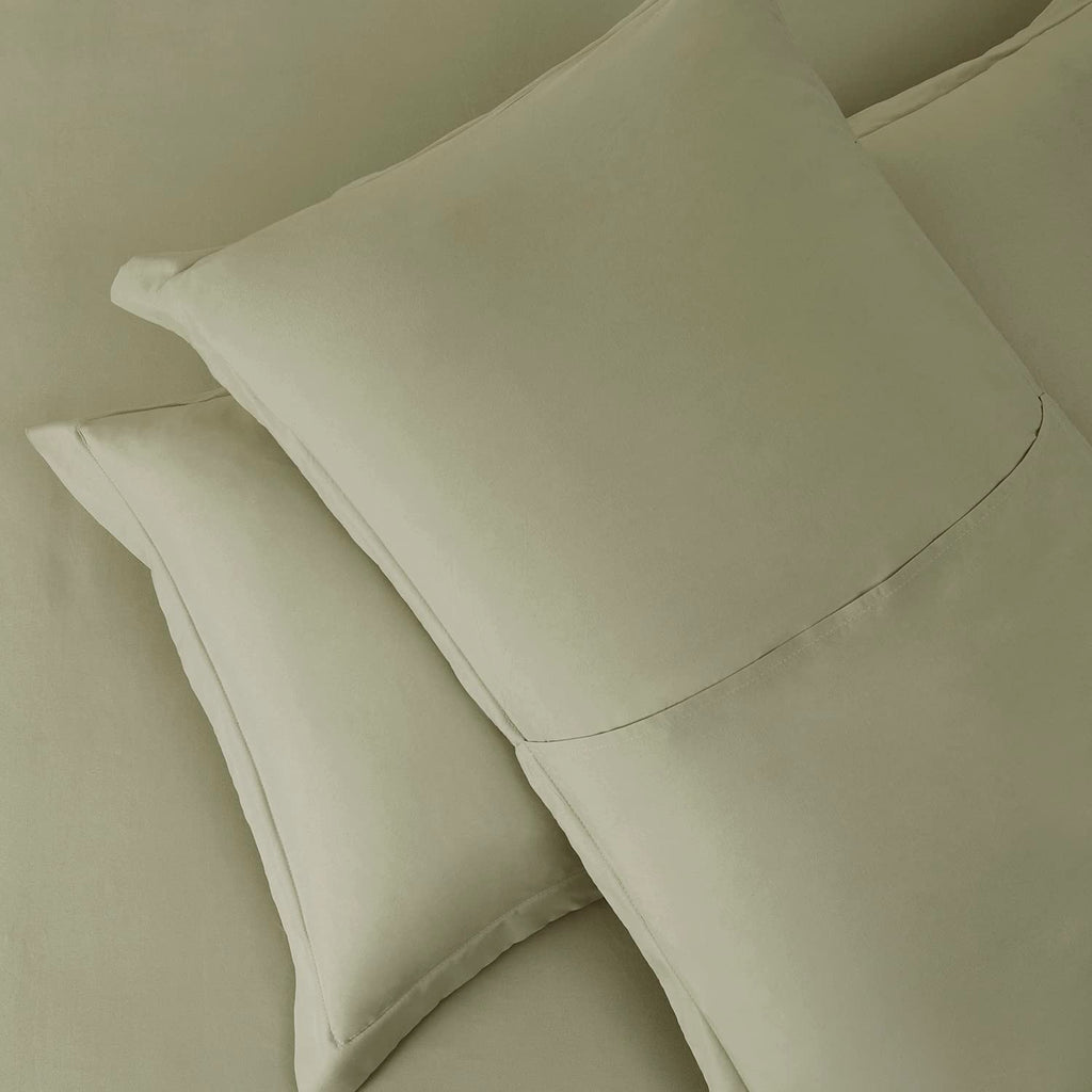 Nestl Light Sage Duvet Cover Full Size - Soft Double Brushed Full Size Duvet Cover Set, 3 Piece, With Button Closure, 1 Duvet Co