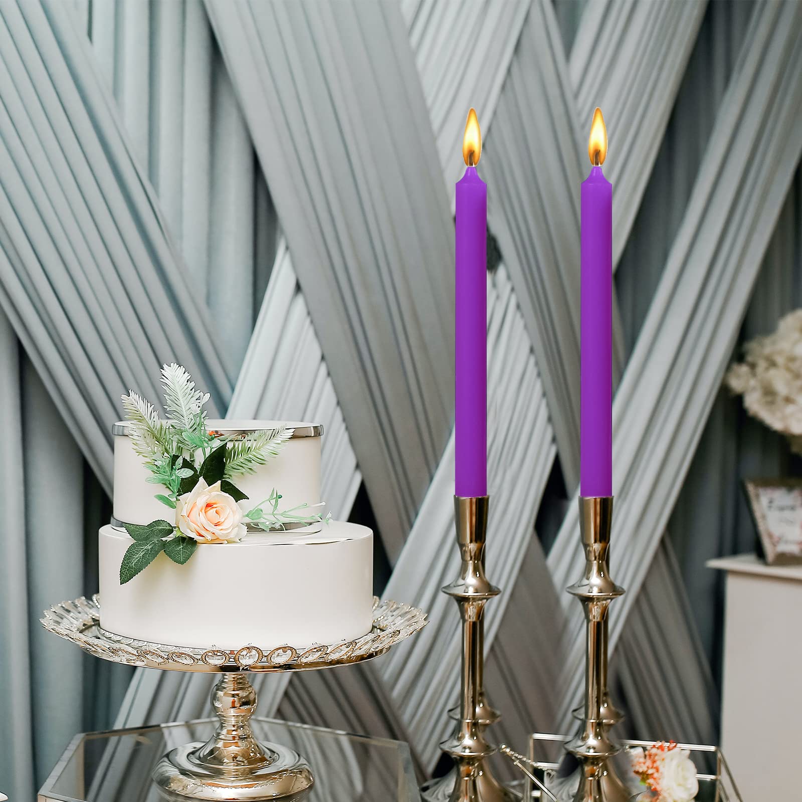10 Inch Purple Taper Candles-Set Of 4 Tapered Candle, Tall Candlesticks,Home Dinner Candle, Party, Wedding, Halloween, Christmas