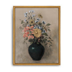 Roslynity Framed Canvas Wall Art Vintage Print Wildflowers Still Life Paintings Neutral Pastel Antique Retro Aesthetic Artwork f