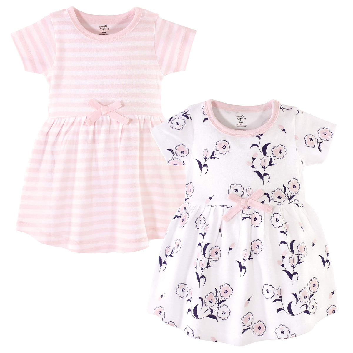 Touched By Nature Girls, Toddler, Baby And Womens Organic Cotton Short-Sleeve And Long-Sleeve Dresses, Wild Flowers Short Sleeve