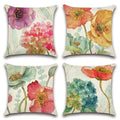 Artscope Set Of 4 Waterproof Throw Pillow Covers 16X16 Inches, Hydrangea And Lotus Pattern Decorative Cushion Covers, Perfect To Outdoor Patio Garden Living Room Sofa Farmhouse Decor