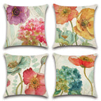 Artscope Set Of 4 Waterproof Throw Pillow Covers 16X16 Inches, Hydrangea And Lotus Pattern Decorative Cushion Covers, Perfect To Outdoor Patio Garden Living Room Sofa Farmhouse Decor