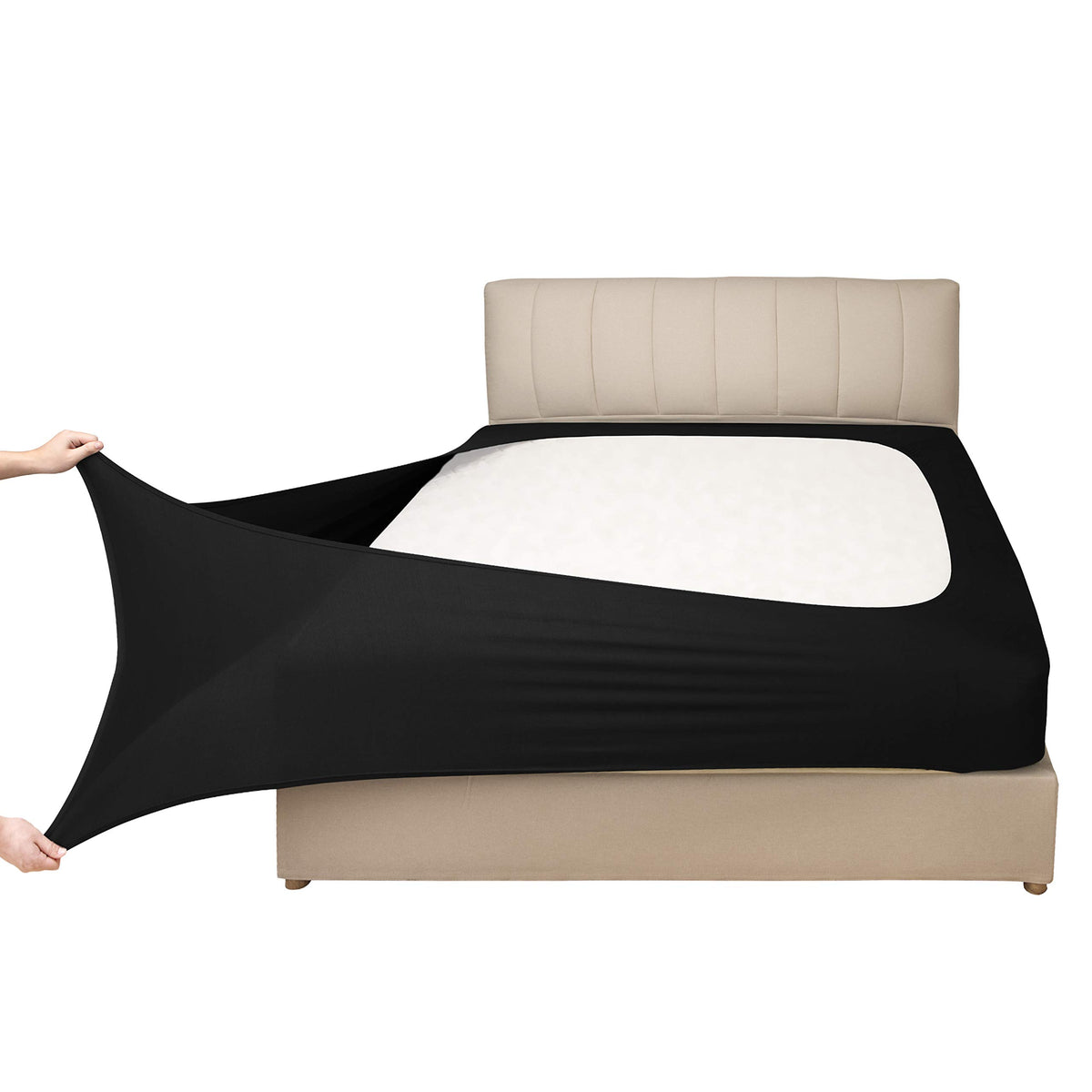 Mrs Awesome Stretch Jersey Box Spring Cover Wrap Around, Bed Skirt Alternative, Ultra Soft & Wrinkle Resistant, Full/Full Xl, Bl