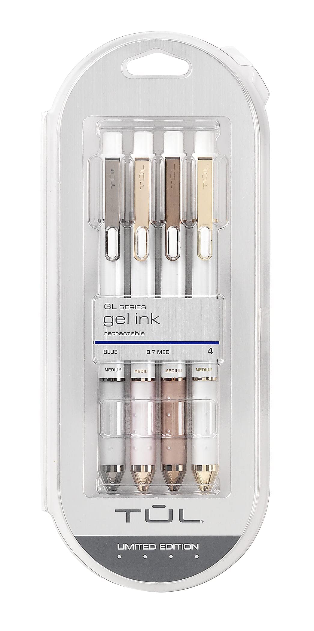 Tul Pearl Collection Gel Pens, Medium Point, 0.7Mm, Pearl Barrel, Blue Ink, Pack Of 4