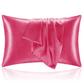 Bedelite Satin Pillowcase With Zipper, Hot Pink Pillow Cases Queen Size Set Of 2, Super Soft And Cooling Similar To Silk Pillow