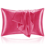 Bedelite Satin Pillowcase With Zipper, Hot Pink Pillow Cases Queen Size Set Of 2, Super Soft And Cooling Similar To Silk Pillow
