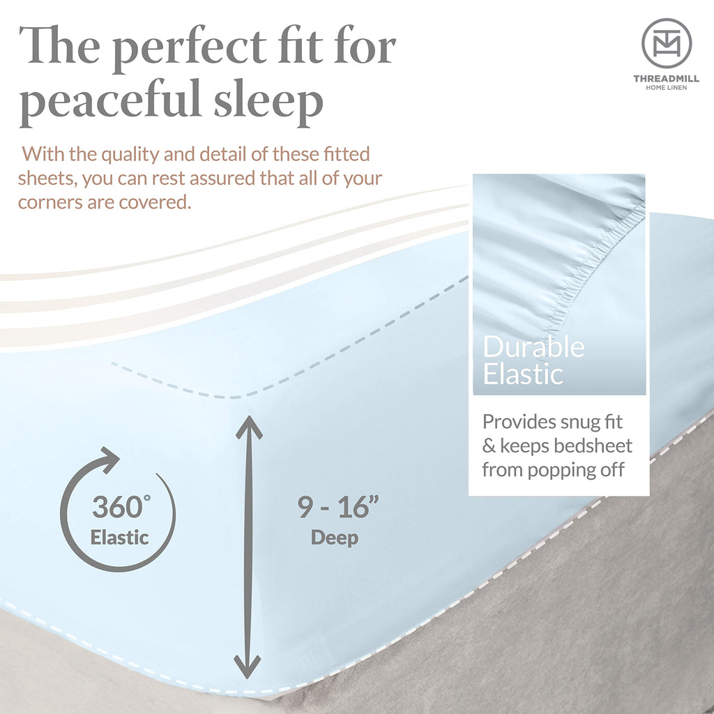 Threadmill Cotton Queen Sheet Set, 500 Thread Count Bed Sheets, 100% Cotton Sheets Set For Queen Size Bed, Smoother Than Egyptia