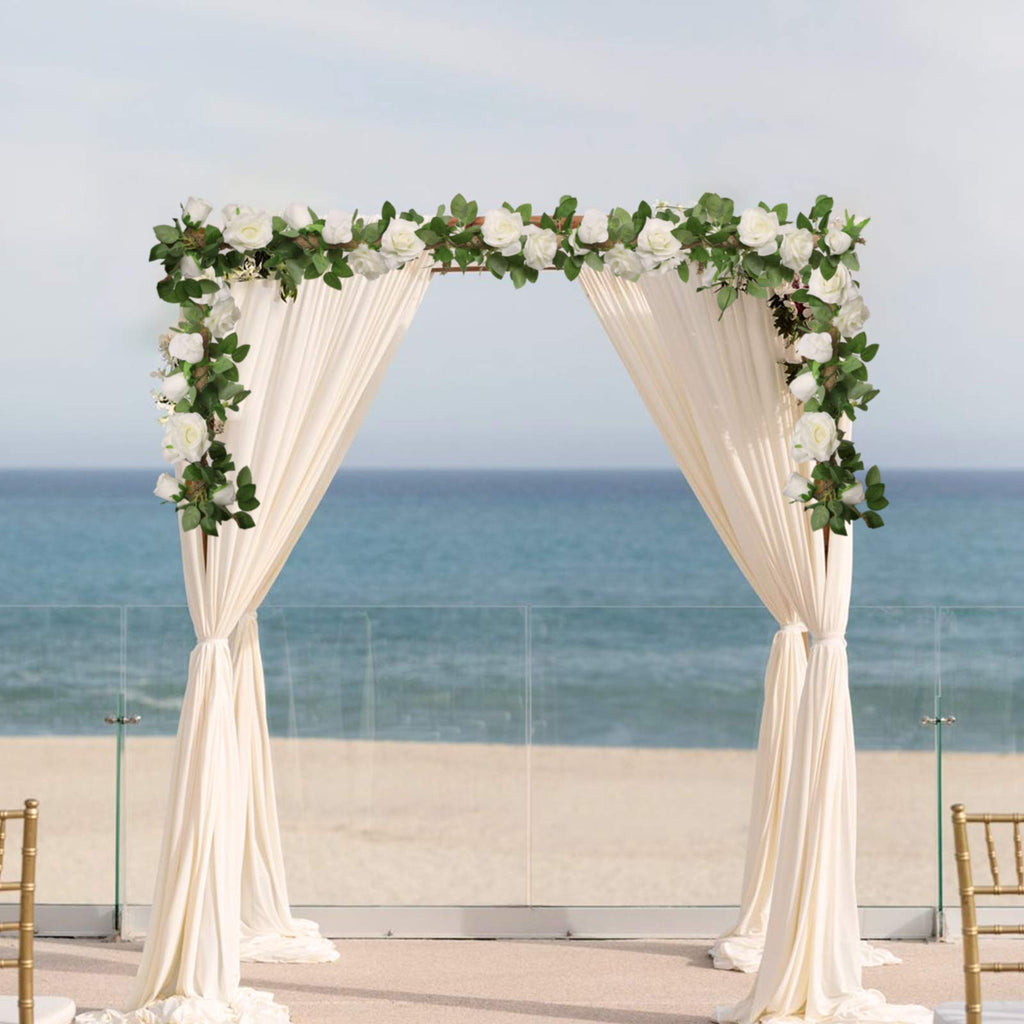 Felice Arts 2 Pcs Fake Rose Vine 13 Ft Artificial Garland With Cream Rose Flowers For Bedroom Wedding Arch Table Arrangement Gar