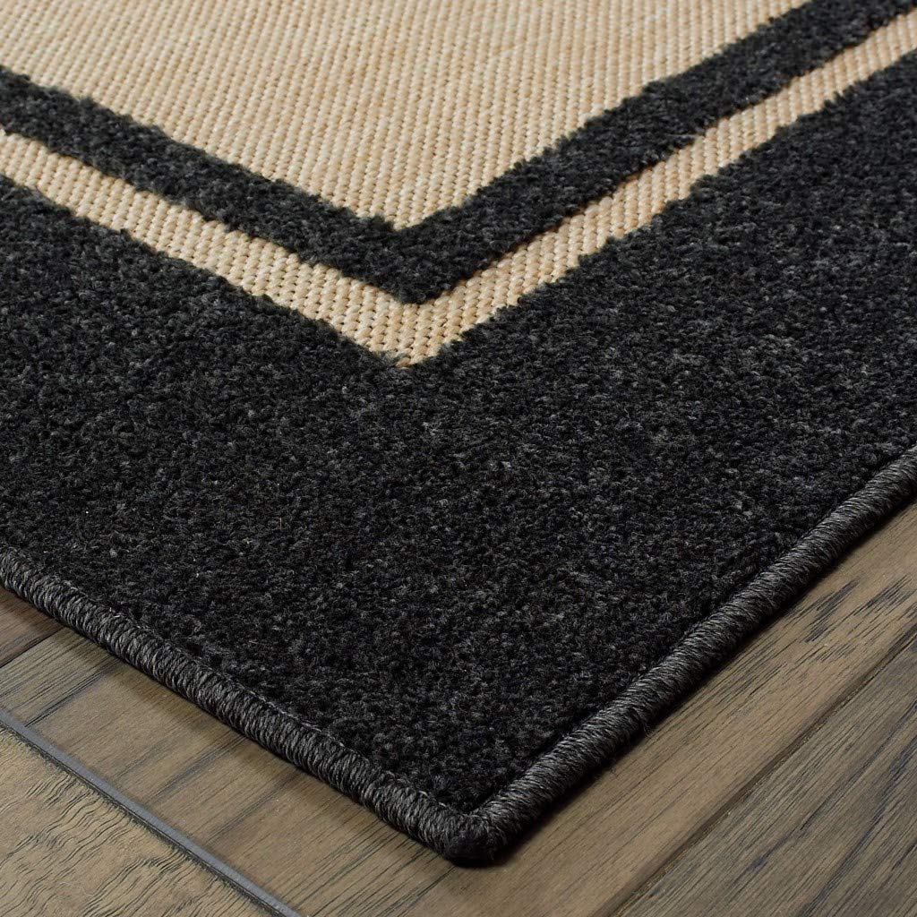 HomeRoots 5' x 8' Beige and Black Indoor Outdoor Area Rug