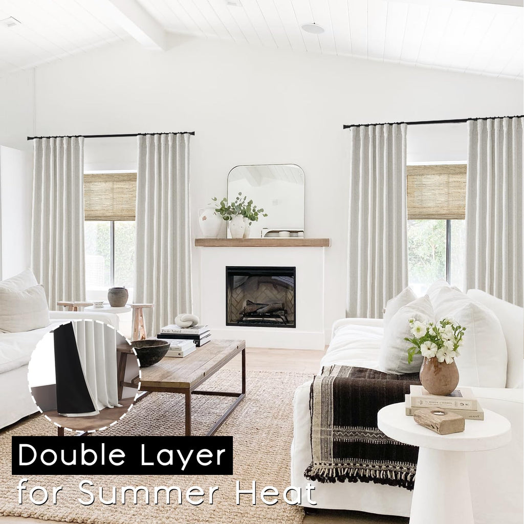 Panelsburg 94 Inch Curtains,Linen Blackout Liner Behind Shade Black Out Window Cover Stylish Elegant Modern Curtains For Living