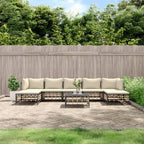 vidaXL 8 Piece Patio Lounge Set - Anthracite/Beige Poly Rattan & Steel Outdoor Furniture - Weather-Resistant, Comfortable, Modular Design - Includes Corner Sofa, Middle Sofa, Footstool & Table