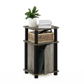 Furinno Brahms 3-Tier End Side Sofa Table/Nighstand with Door, 1-Pack, French Oak/Black