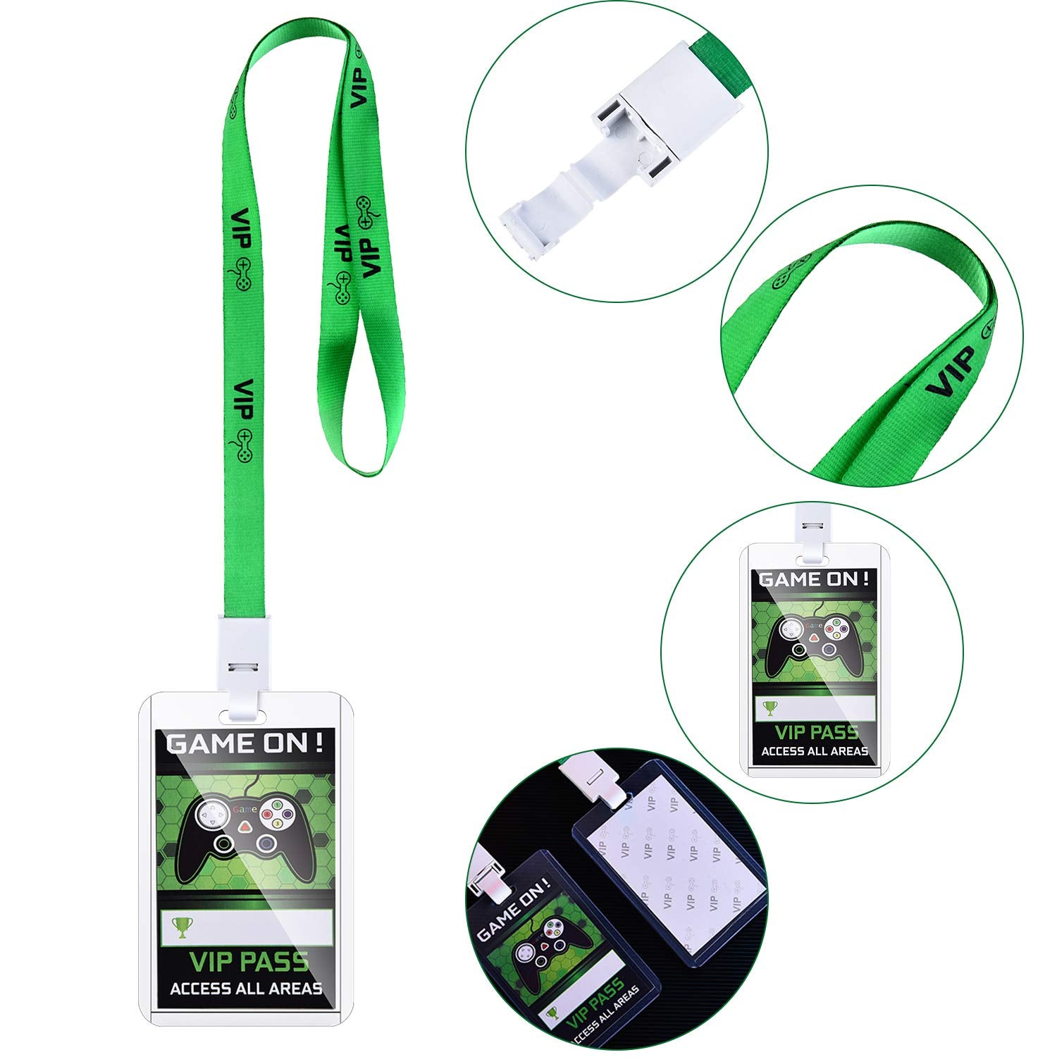 16 Pieces Video Game Party Favors Gamer Party Favors Video Game Vip Pass Holder Tickets Gamer Party Vip Pass Lanyards For Game T