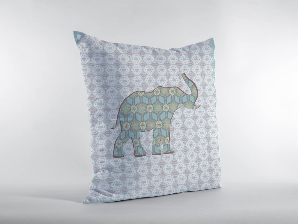 HomeRoots 18' Blue Elephant Decorative Suede Throw Pillow