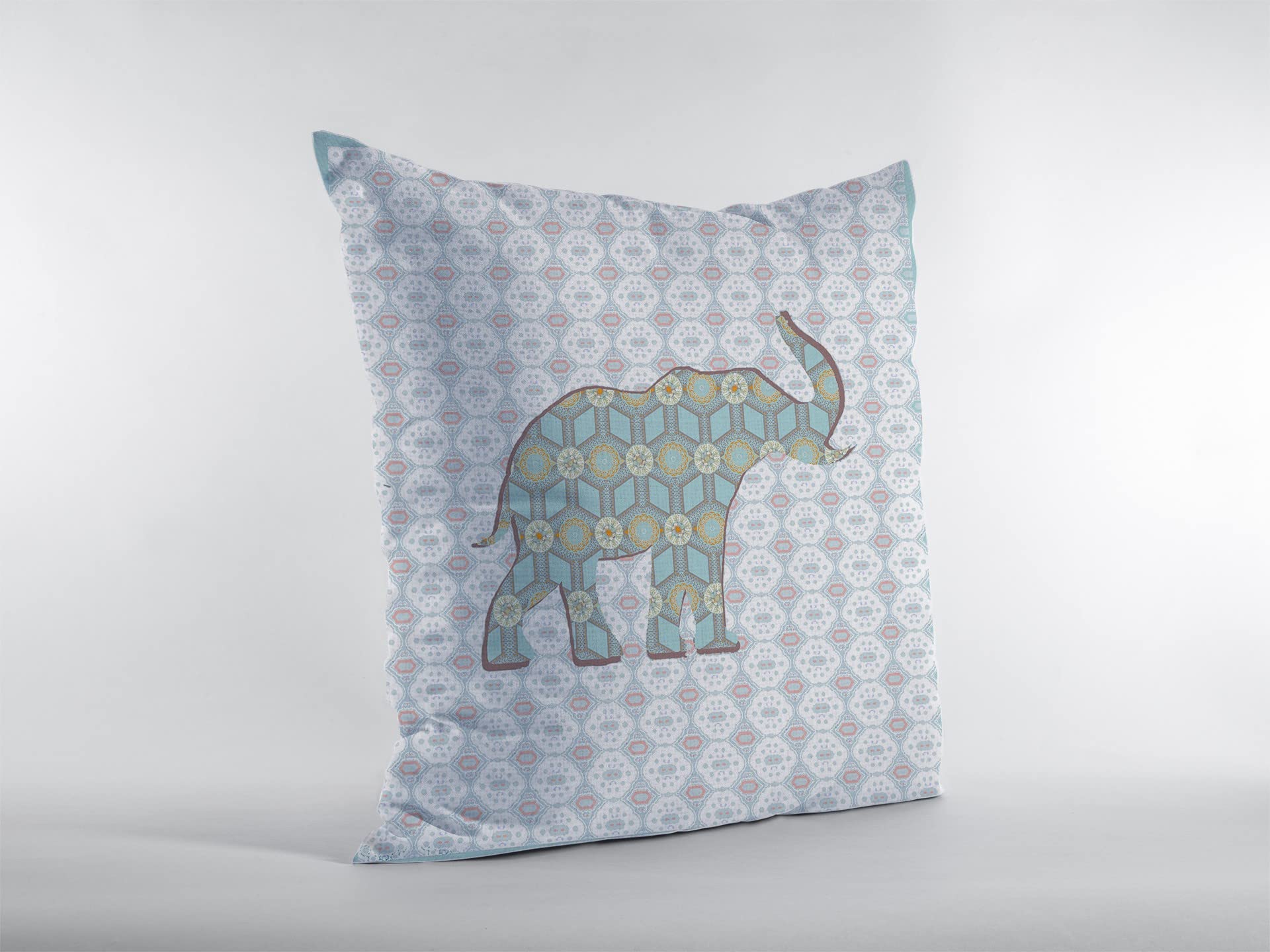 HomeRoots 18' Blue Elephant Decorative Suede Throw Pillow