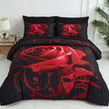 Red Comforter Set Queen 7 Piece Bed In A Bag Red Rose Flower Comforter With Sheet Set Soft Micorfiber Reversible Bedding Set (1