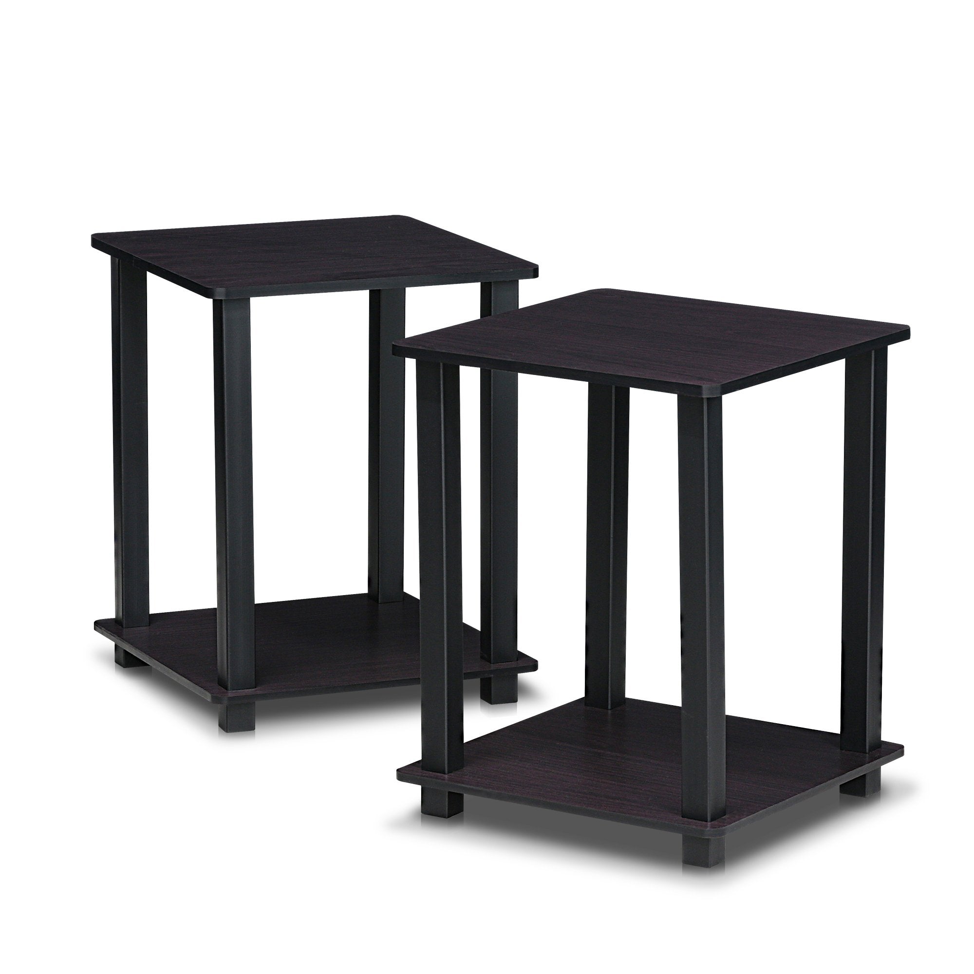 Furinno Simplistic Set Of 2 End Table, Dark Walnut
