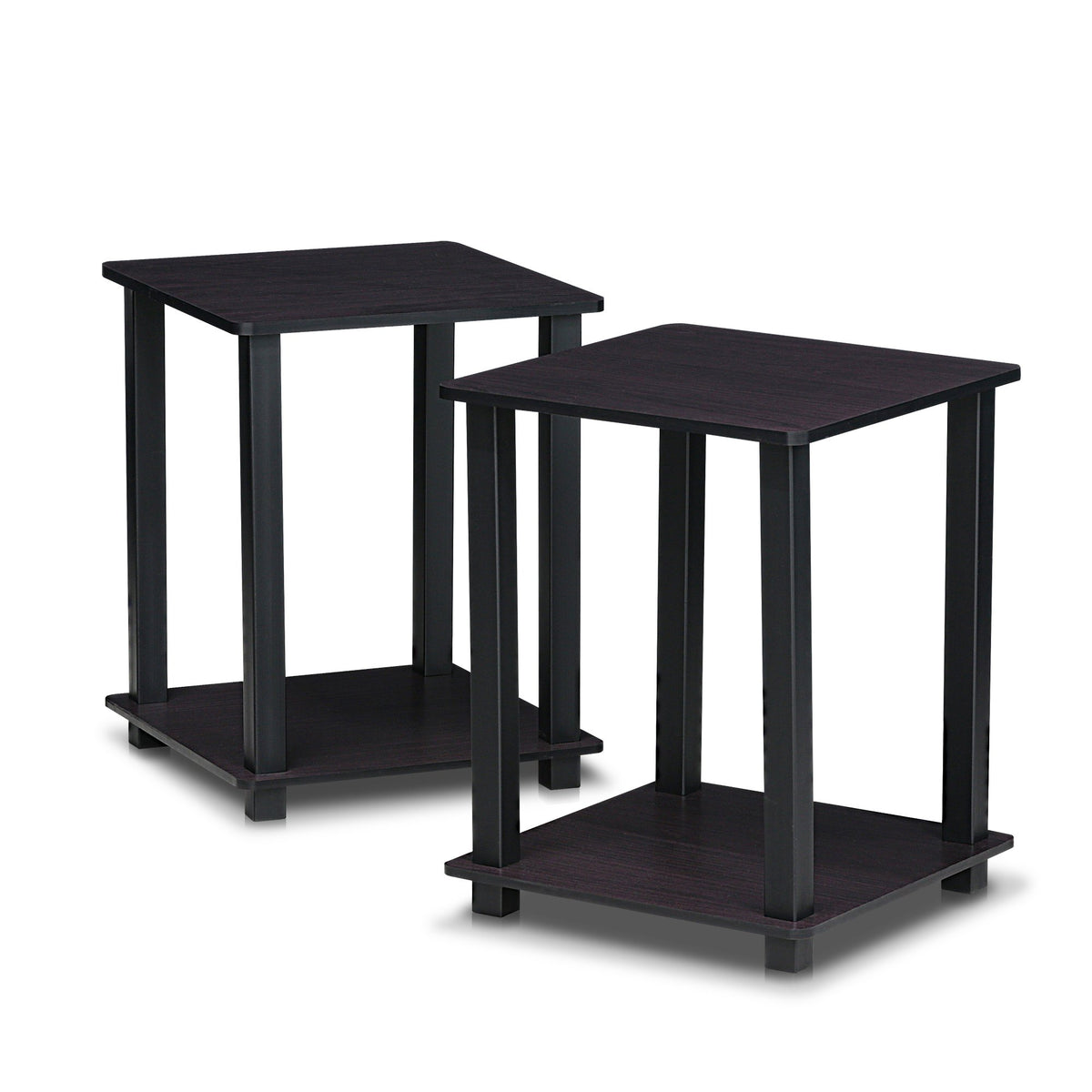 Furinno Simplistic Set Of 2 End Table, Dark Walnut