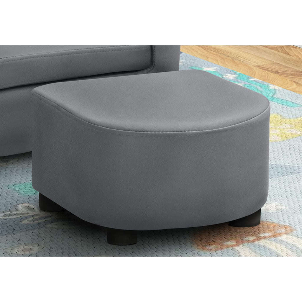 Monarch Specialties 2-Piece Set Children's Barrel Design Armchair with Ottoman-Upholstered Toddler and Kids Juvenile Chair, Grey