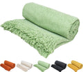 Fashion Throw Throw Blanket Soft Cozy Chenille Throw Blanket with Fringe Tassel for Couch Sofa Chair Bed Living Room Gift (Sage 